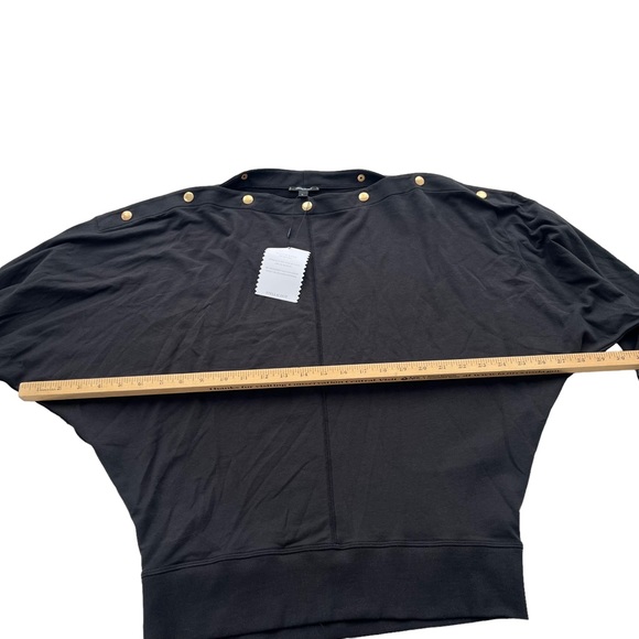 Stella & Dot Womens Large Black Gold Snap Boatneck Dolman Sleeve Jersey Knit Top - Picture 6 of 15